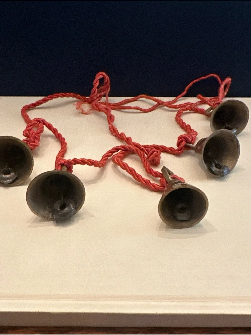 Vtg Brass Bells Cord Garland 5Bells Each Bell 1-1/2” Garland Christmas Lot